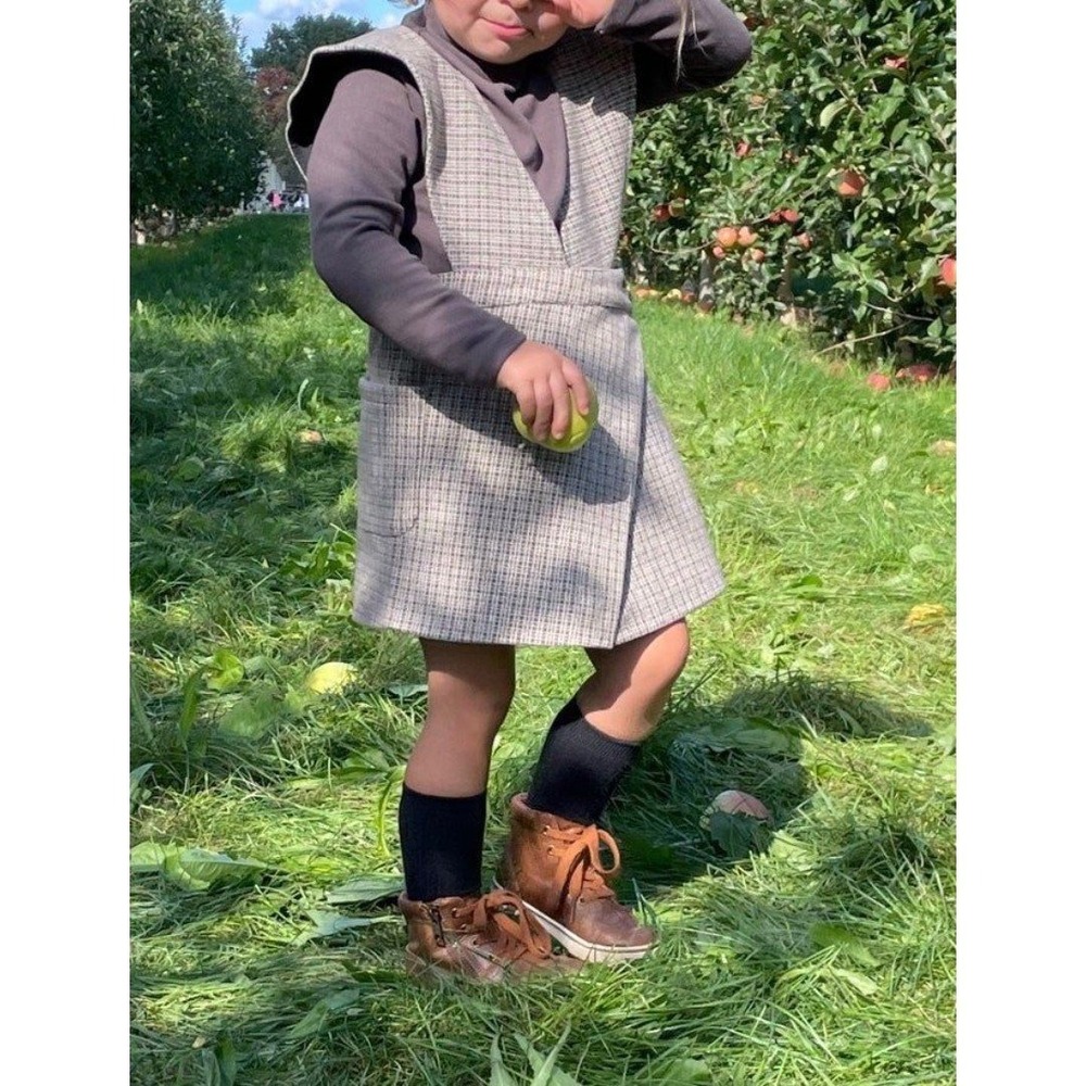 Fits like 4t 5t boutique outfit brown turtleneck with neutral plaid jumper